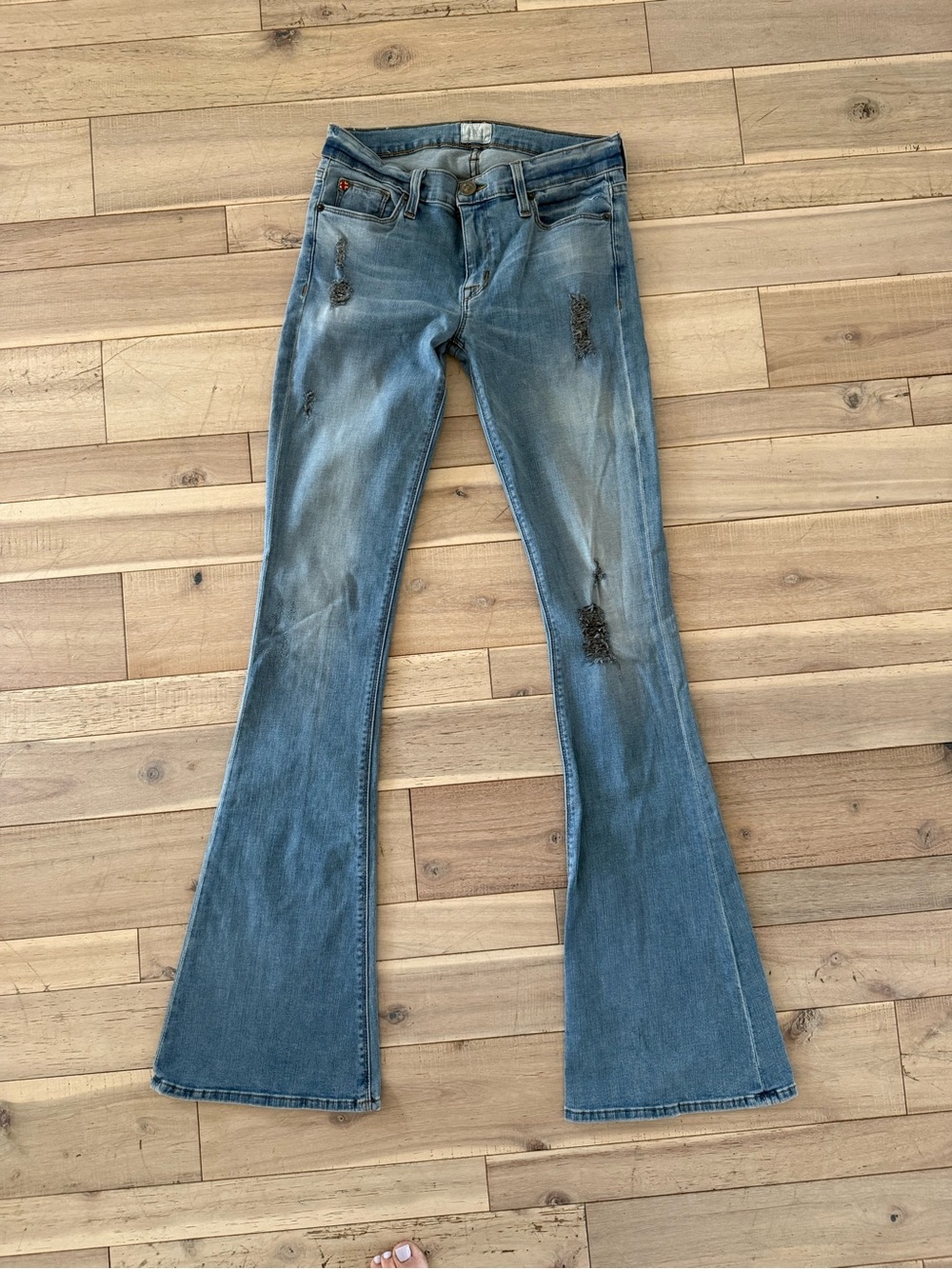 Hudson Jeans Angel Flare Light Blue with Distressed Details 27